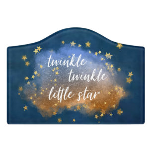Twinkle Little Star Navy Blue Copper Gold Dust Door Sign