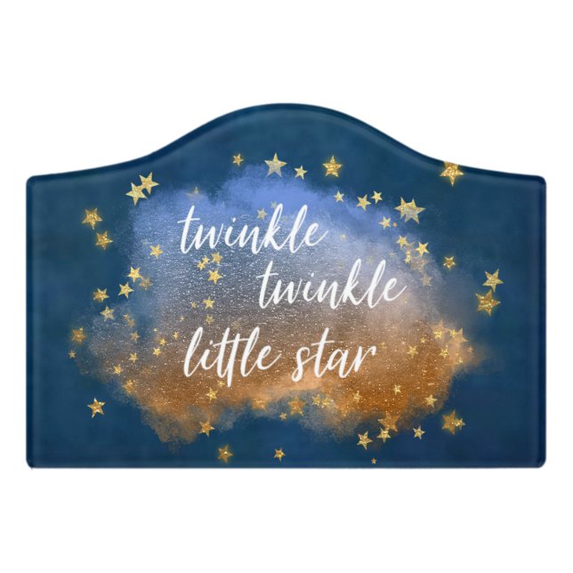 Twinkle Little Star | Navy Blue Copper Gold Dust Door Sign (Small Crest Front)