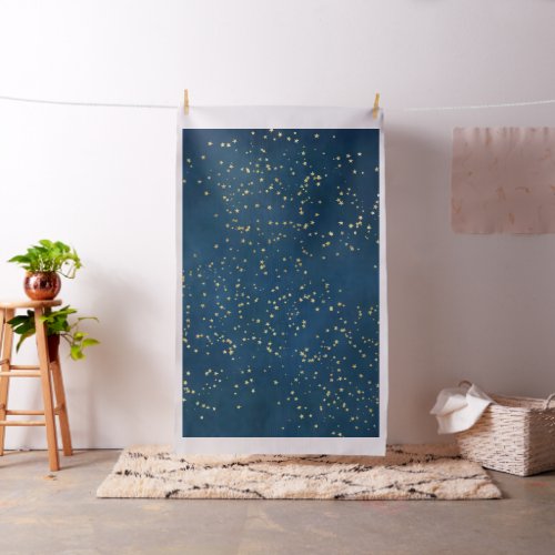 Twinkle Little Star  Navy Blue Copper Gold Dust Fabric