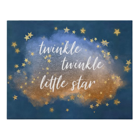 Twinkle Little Star | Navy Blue Copper Gold Dust Faux Canvas Print