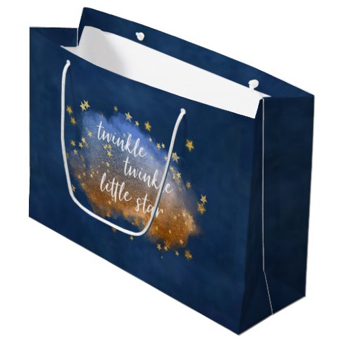 Twinkle Little Star  Navy Blue Copper Gold Dust Large Gift Bag