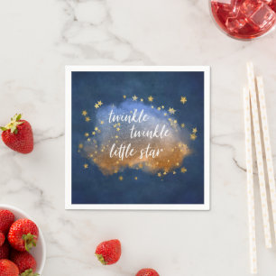 Twinkle Little Star Navy Blue Copper Gold Dust Napkins