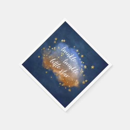 Twinkle Little Star  Navy Blue Copper Gold Dust Napkins