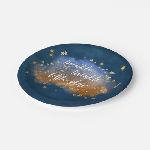 Twinkle Little Star  Navy Blue Copper Gold Dust Paper Plates