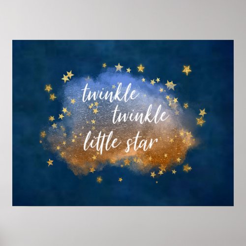 Twinkle Little Star  Navy Blue Copper Gold Dust Poster