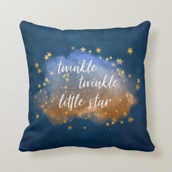 Twinkle Little Star | Navy Blue Copper Gold Dust Throw Pillow