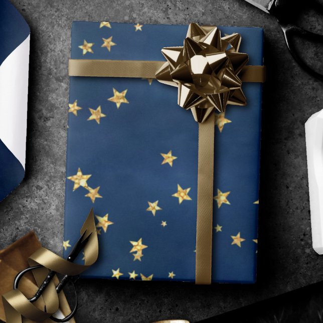 Twinkle Little Star | Navy Blue Copper Gold Dust Wrapping Paper (Creator Uploaded)