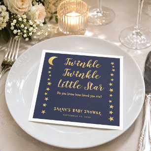 Twinkle Little Star Navy Blue Gold Baby Shower Napkins