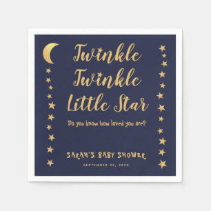 Twinkle Little Star Navy Blue Gold Baby Shower Napkins