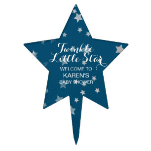 Twinkle Little Star Navy Silver Foil Baby Shower Cake Topper