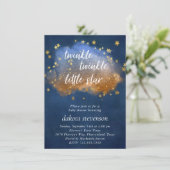 Twinkle Little Star | Neutral Blue Copper and Gold Invitation (Standing Front)