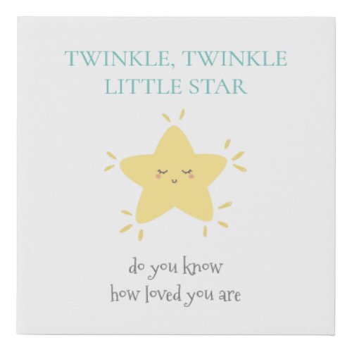 Twinkle Little Star Nursery Rhyme Cute Baby Faux Canvas Print