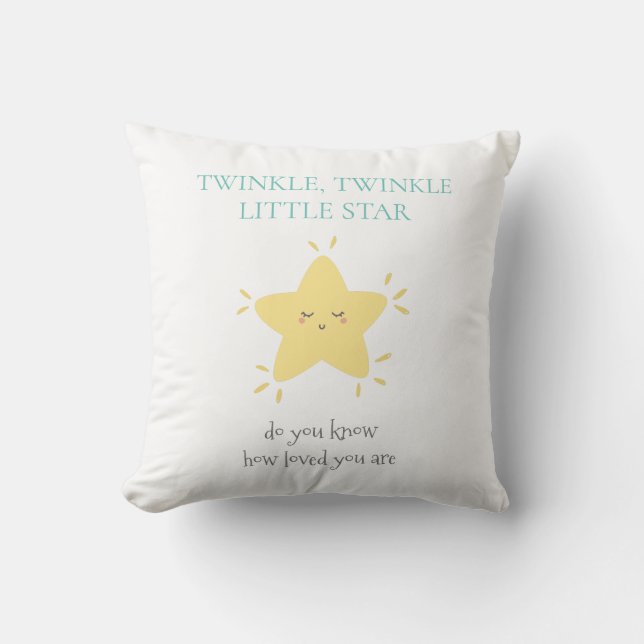 Twinkle Little Star Nursery Rhyme Cute Nursery Throw Pillow (Front)