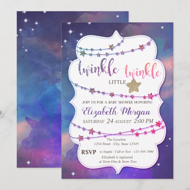 Twinkle Little Star Paint Splash Baby Shower Invitation (Front/Back)