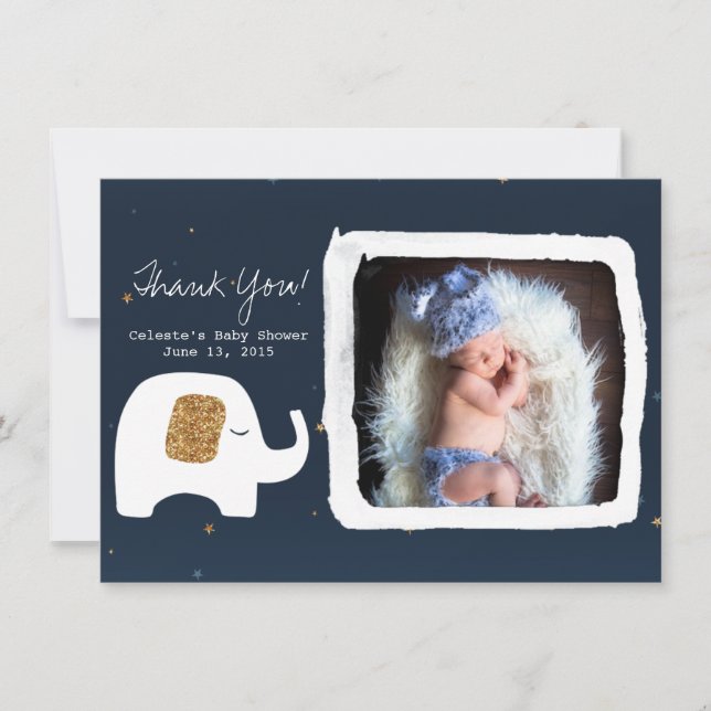Twinkle Little Star Photo Baby Shower Thank You Note Card (Front)