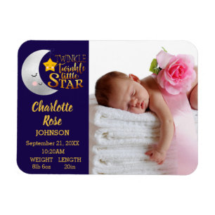 Twinkle Little Star Photo Birth Announcement Magnet