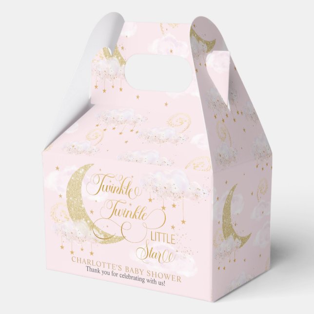 Twinkle Little Star Pink Baby Shower Birthday  Favor Boxes (Back)