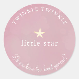 Twinkle Little Star Pink Baby Shower Classic Round Sticker
