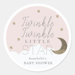 Twinkle Little Star Pink Baby Shower Classic Round Sticker