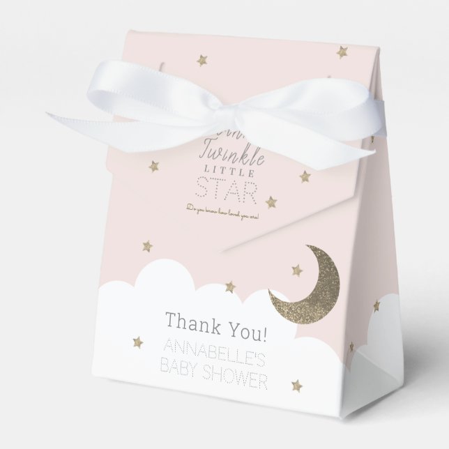Twinkle Little Star Pink Baby Shower Favor Boxes (Front Side)