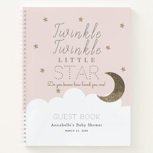 Twinkle Little Star Pink Baby Shower Guest Book