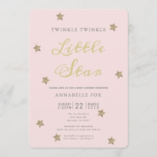 Twinkle Little Star Pink Baby Shower Invitation