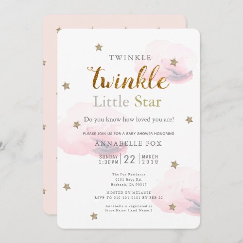 Twinkle Little Star Pink Baby Shower Invitation
