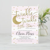 Twinkle Little Star Pink Baby Shower Invitation (Standing Front)