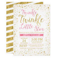 Twinkle Little Star Pink Baby Shower Invitations