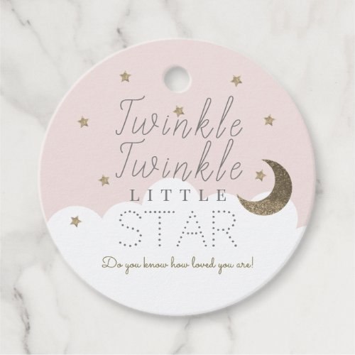Twinkle Little Star Pink Baby Shower Thank You Favor Tags