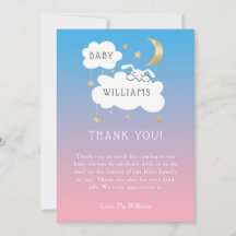 Twinkle Little Star Pink Blue Bunny Gender Reveal Thank You Card