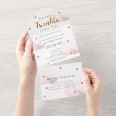 Twinkle Little Star Pink Book Baby Shower All In One Invitation at Zazzle
