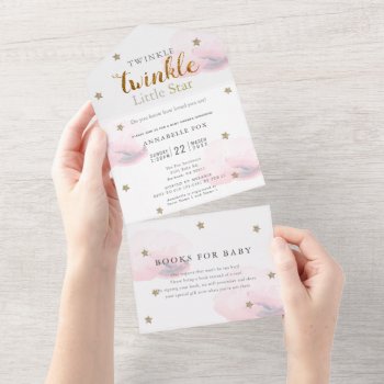 Twinkle Little Star Pink Book Baby Shower All In One Invitation by rikkas at Zazzle