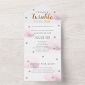 Twinkle Little Star Pink Book Baby Shower All In One Invitation (Inside)
