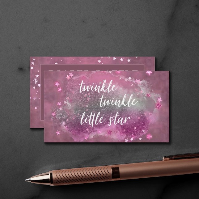 Twinkle Little Star | Pink Dark Gray Diaper Raffle Enclosure Card (Creator Uploaded)