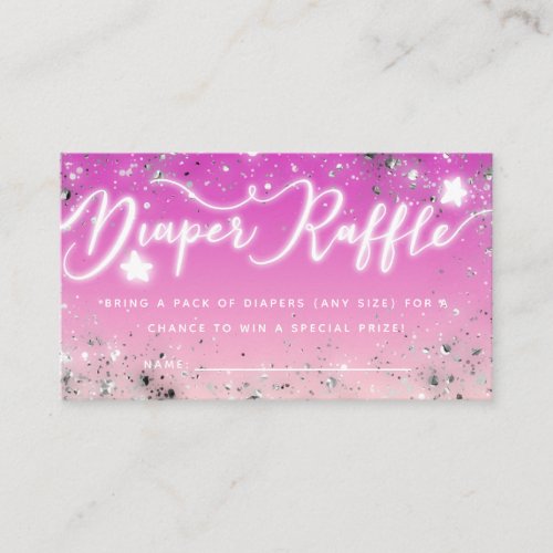Twinkle Little Star Pink Diaper Raffle Ticket Enclosure Card