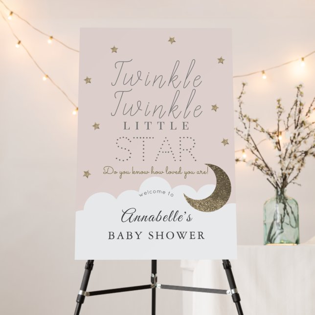 Twinkle Little Star Pink Girl Baby Shower Foam Board (In Situ (Stand))
