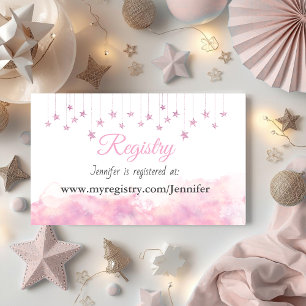 Twinkle Little Star Pink Girl Baby Shower Registry Enclosure Card