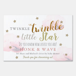 Twinkle Little Star Pink Girl Drive-by Baby Shower Sign