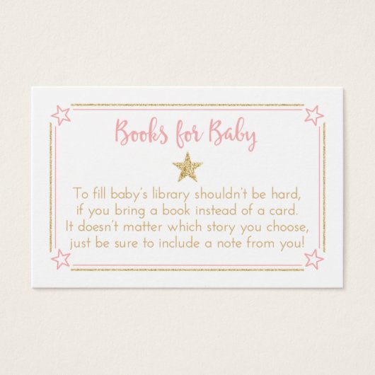 Twinkle Little Star Pink Gold Book Request Cards (Front)