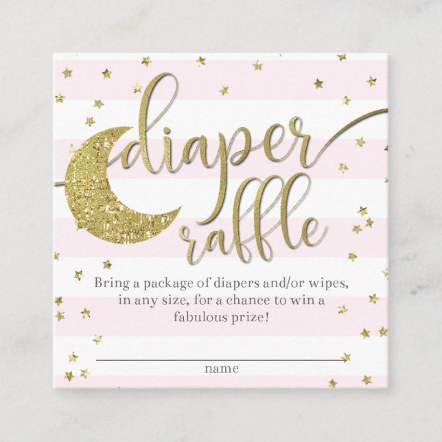 Twinkle Little Star Pink Gold Diaper Raffle Enclosure Card (Front)