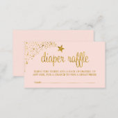 Twinkle Little Star Pink Gold Diaper Raffle Ticket Enclosure Card (Front/Back)