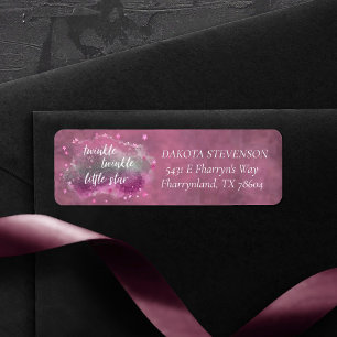 Twinkle Little Star Pink Silver Gray Address Label