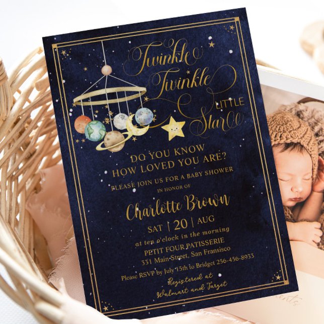 Twinkle Little Star Planets Night Sky Baby Shower Invitation (Creator Uploaded)
