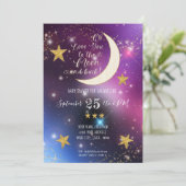 Twinkle Little Star Purple Gold Moon Baby Shower Invitation (Standing Front)