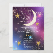 Twinkle Little Star Purple Gold Moon Baby Shower Invitation (Front)