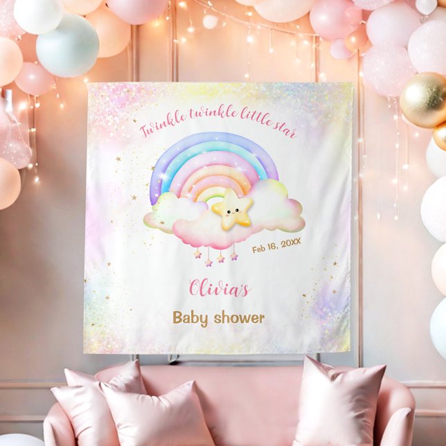 Twinkle Little Star Rainbow Baby Shower Backdrop (Twinkle Little Star Rainbow Baby Shower Backdrop)