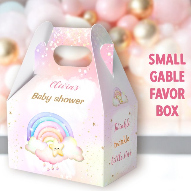 Twinkle Little Star Rainbow Baby Shower Small Favor Boxes (Star Rainbow Small Gable Favor Boxes - You can choose from 3 sizes of these gable favor boxes)