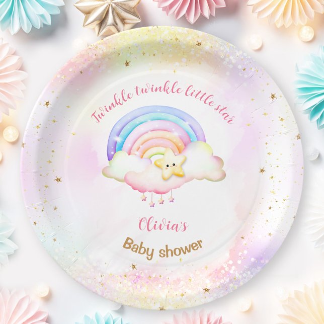 Twinkle Little Star Rainbow Girl Baby Shower Paper Plates (Twinkle Little Star Rainbow Girl Baby Shower Paper Plates)