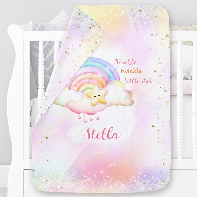 Twinkle Little Star Rainbow Girl Custom Name Baby Blanket (Twinkle Little Star Rainbow Girl Custom Name Baby Blanket)